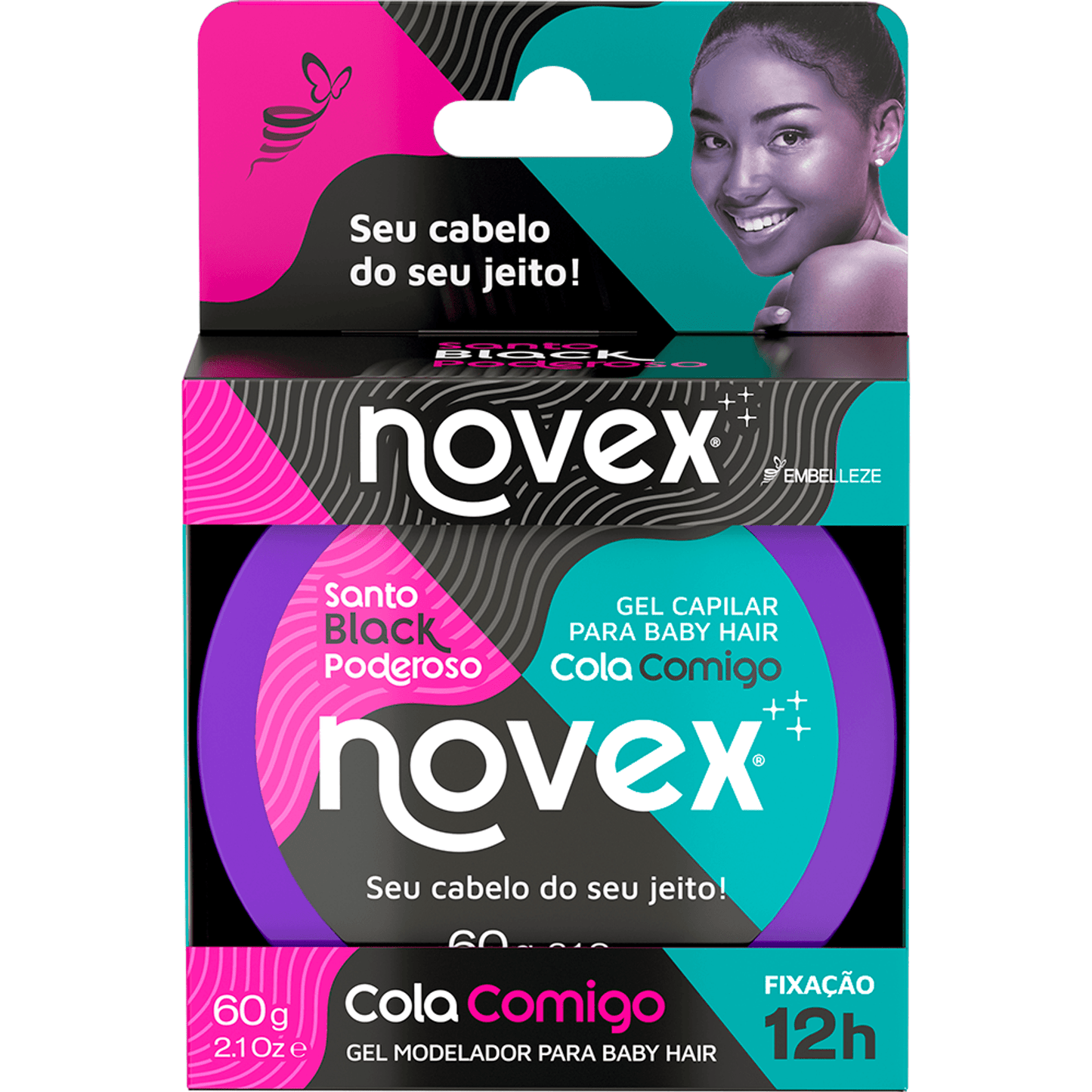 Gel Cola Comigo Novex Santo Black Poderoso 60g.