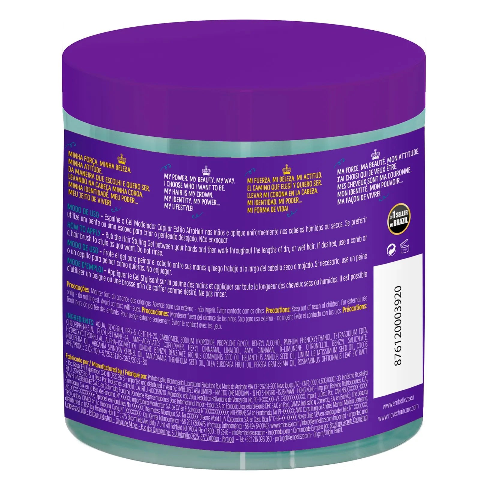 Gel Modelador Capilar Estilo AfroHair 500ml.