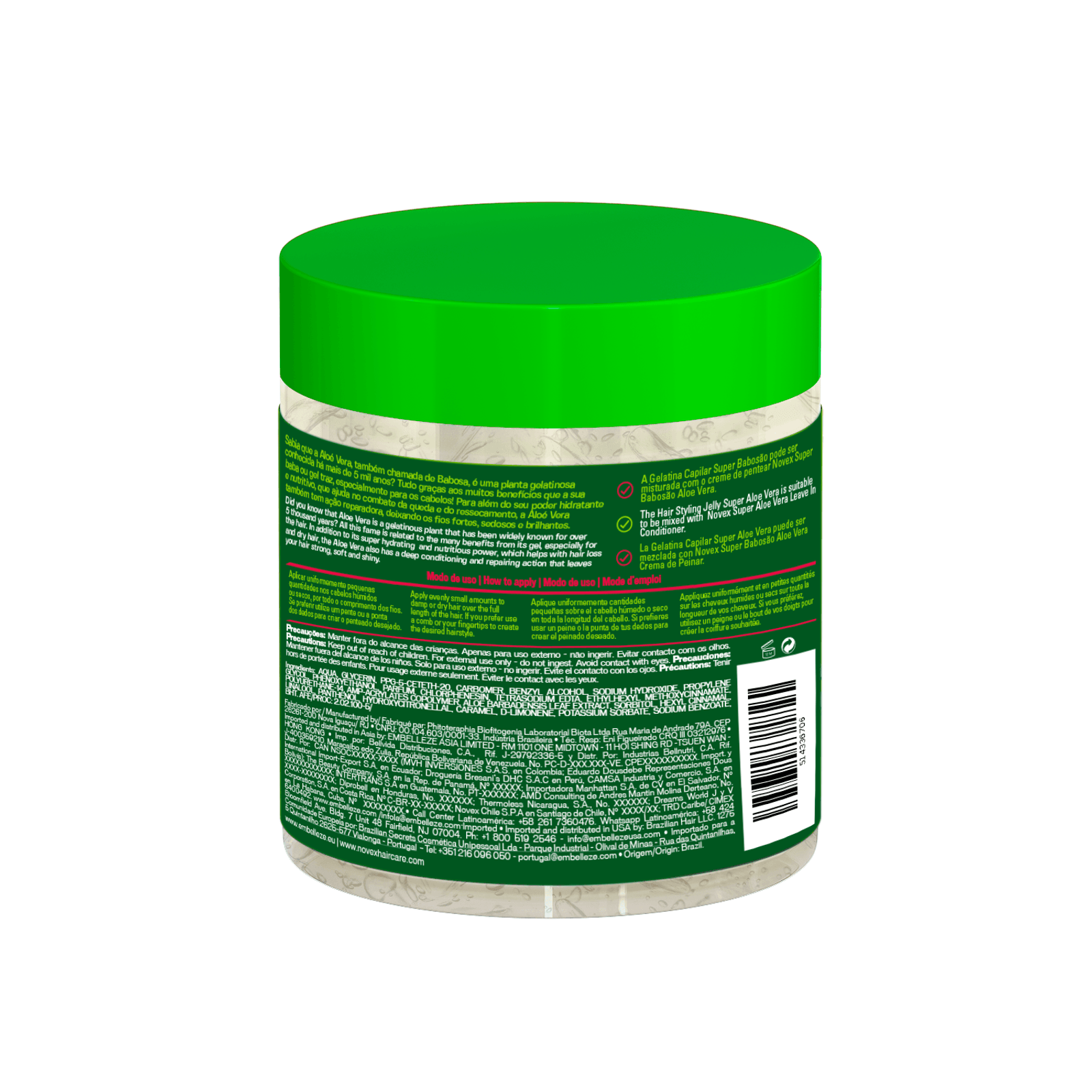 Gelatina Fixadora Novex Super Babosão Aloe Vera 500g.
